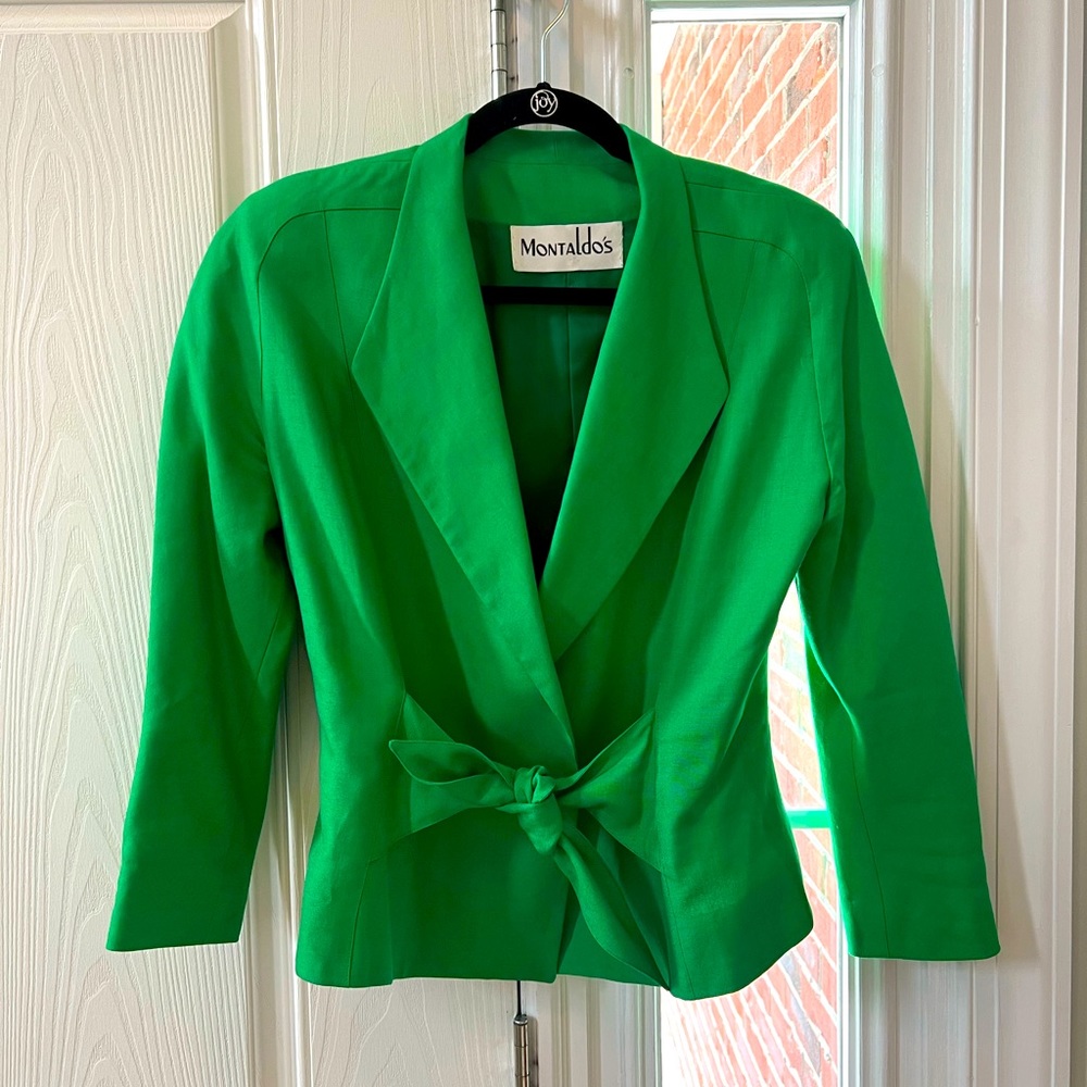 Vintage Montaldo’s Tie Front Linen Blazer sz 8